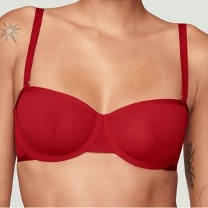 Cuup The Balconette in Cerise Red Sheer Mesh Bra 32G-LIKE NEW